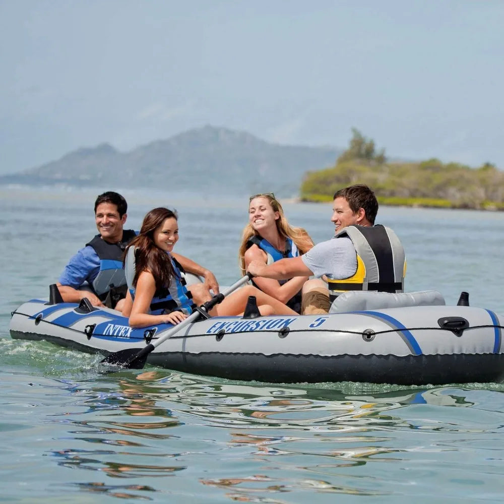 Excursion Inflatable Boat Includes Deluxe 54in Oars and High-Output Pump