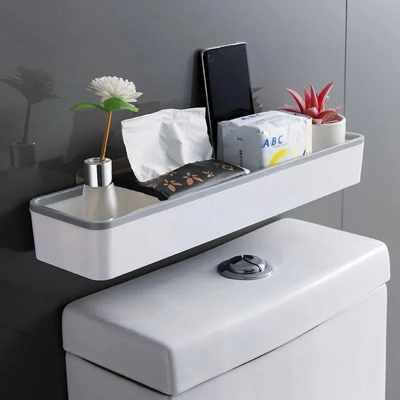 1pc Above Toilet Rack White Shelf Organizer