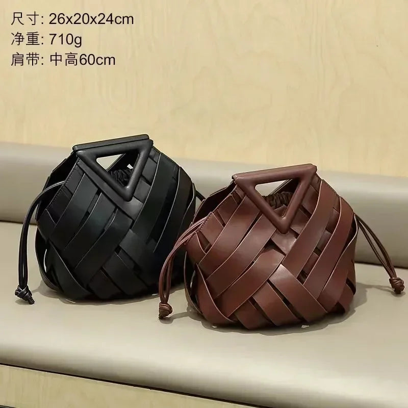 High Fashion Top-Handle Woven Shoulder Bag