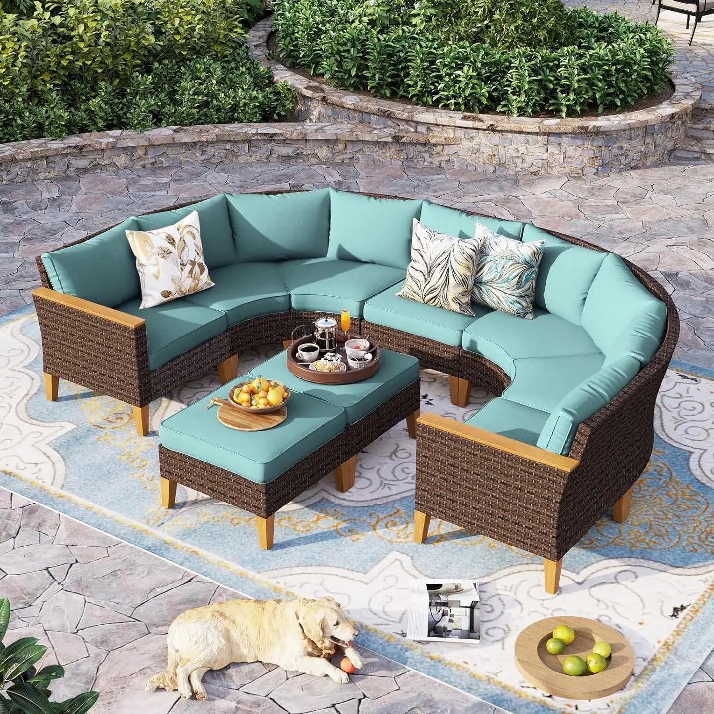 12 Piece Curved Outdoor Sectional Sofa Set