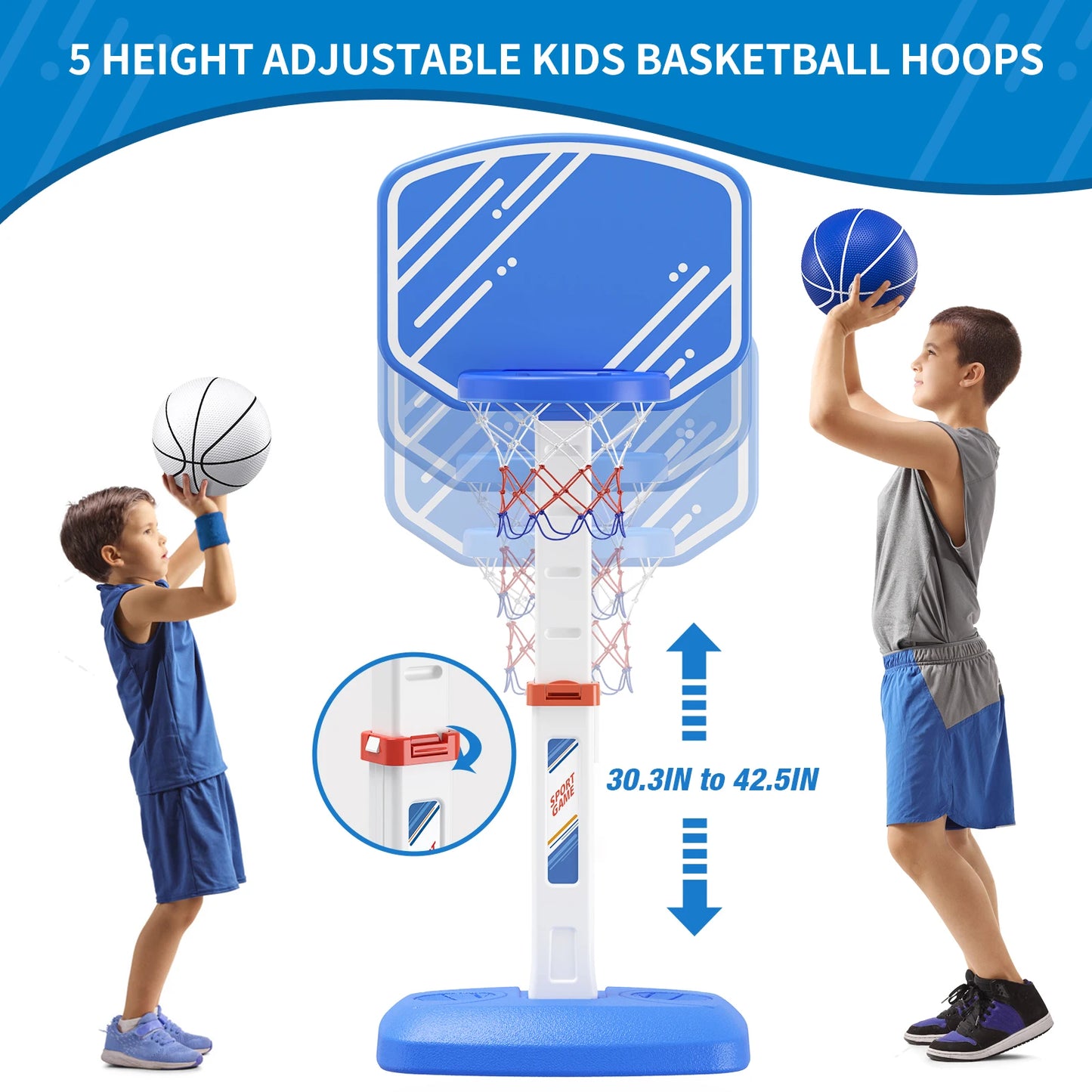 Garden Pool Basketball Hoop with Adjustable Height