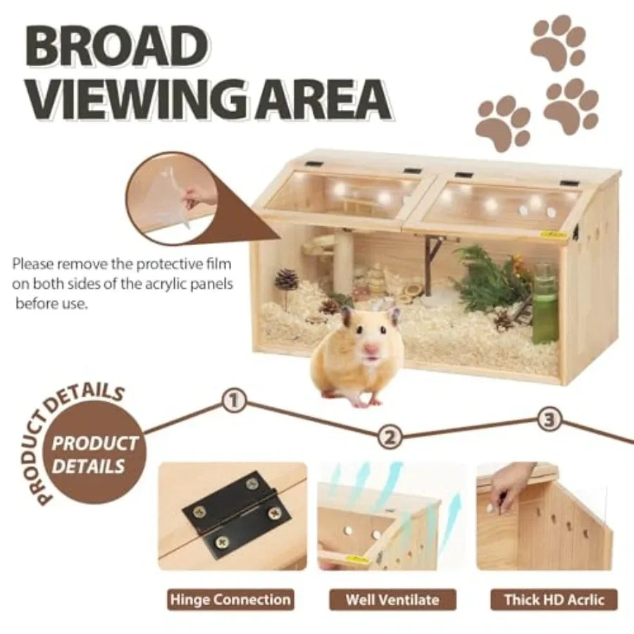Wooden Large Hamster Habitat with Acrylic Window