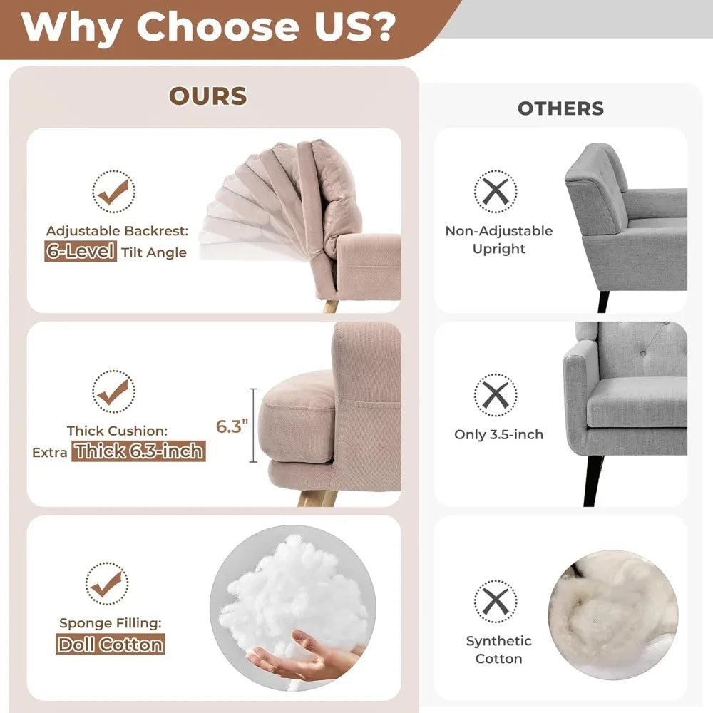 Accent Reading Chair with Footrest and Side Pocket
