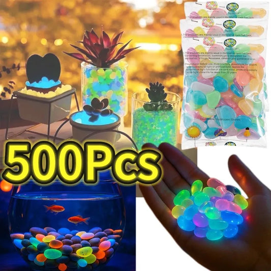 100-500pcs Reusable Luminous Stones for Garden