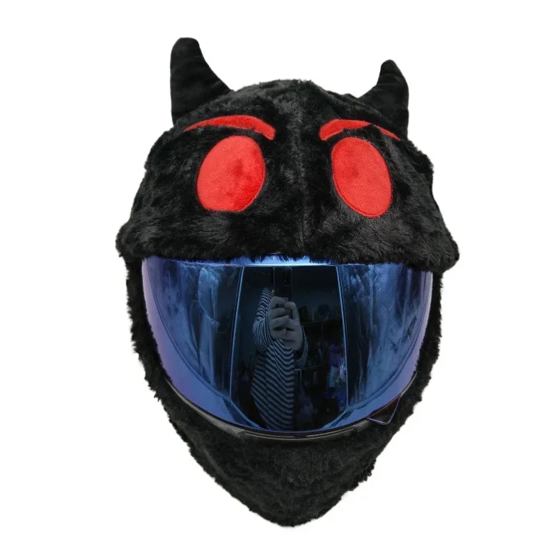 Cartoon Motorcycle Helmet Cover Fluffy Plush