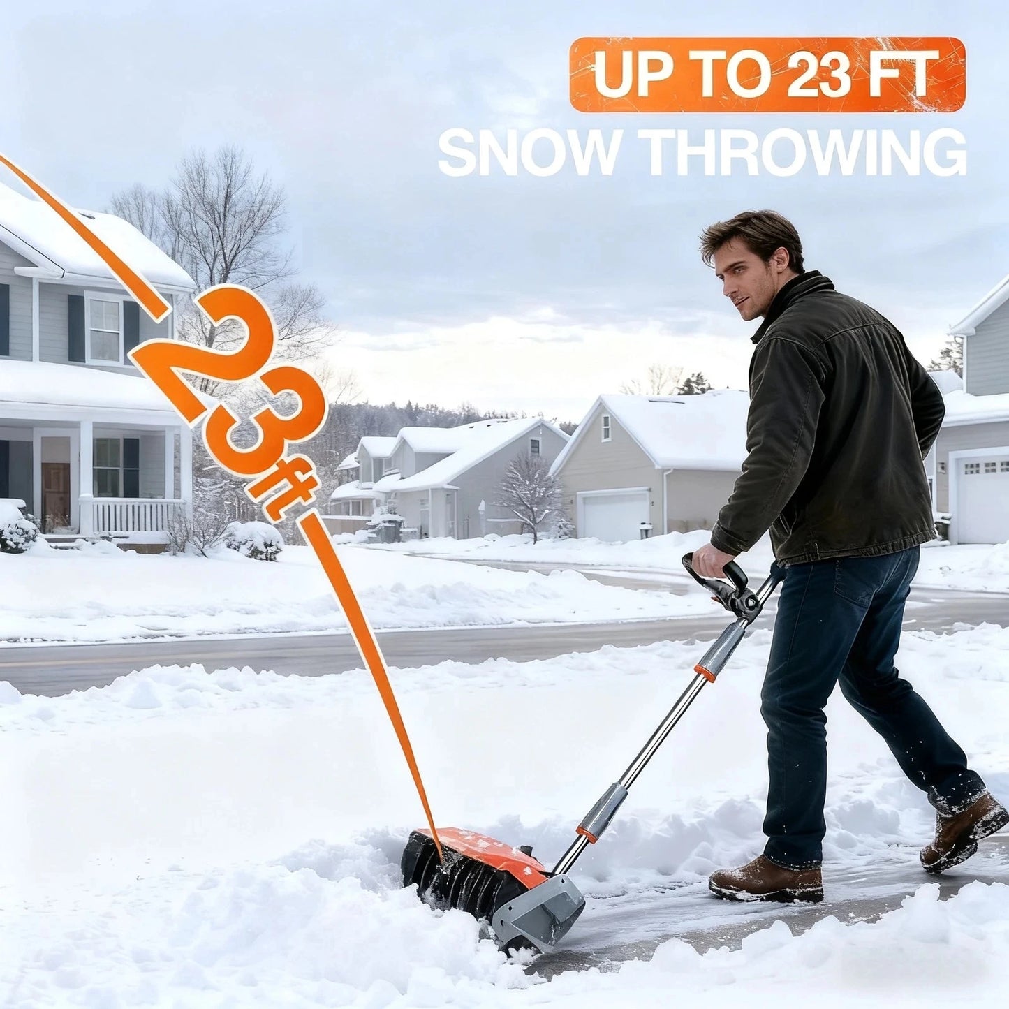 Cordless Snow Blower w/LED Light 23 Ft Thrower Distance