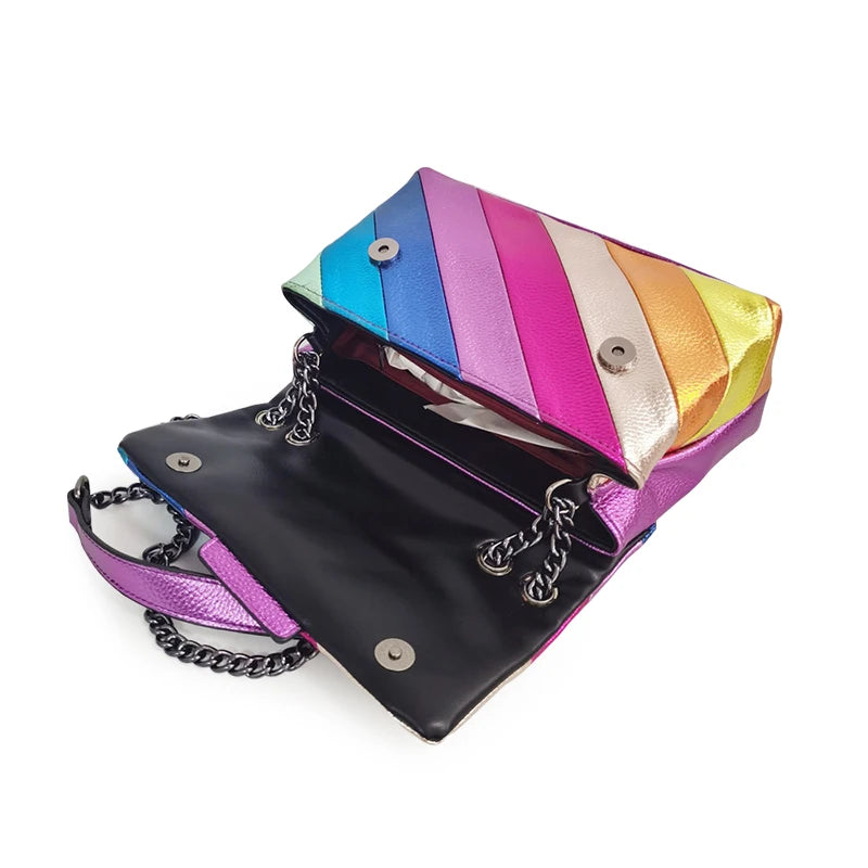Colorful Women Handbag Rainbow Patchwork