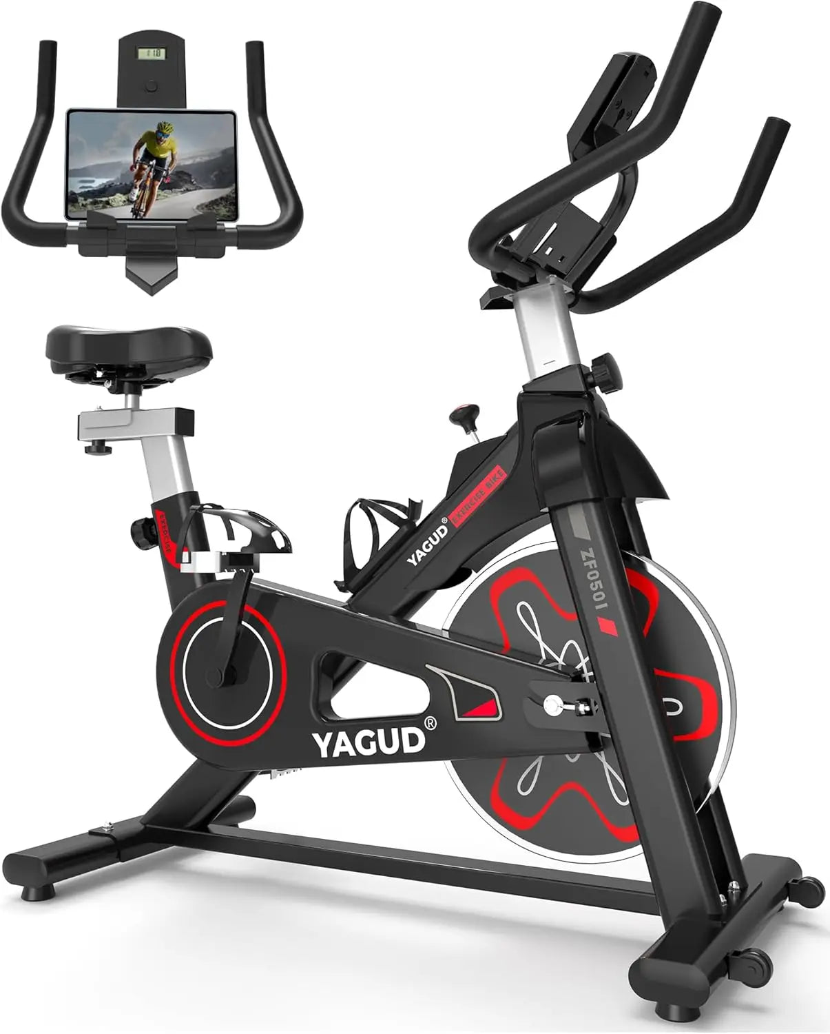 Stationary Bike with Pad Mount & Comfortable Seat Cushion