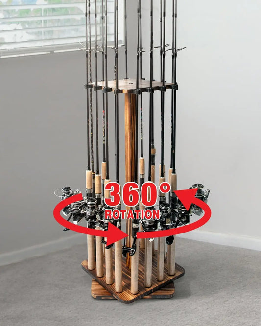 360 Degree Rotating Fishing Pole Rack up to 16 Rods