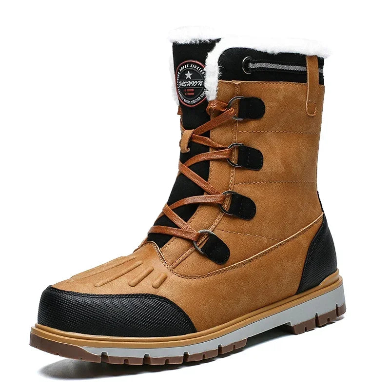 Warm Fur High-top Snow Boot Waterproof Leather Non-slip