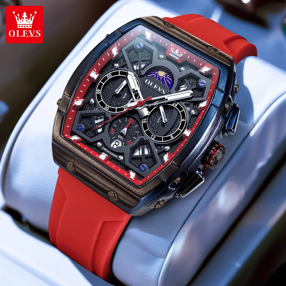 Moon Phase Chronograph Waterproof Quartz Wristwatch