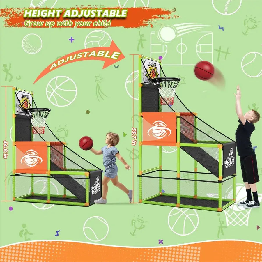 Basketball Game Set with Electronic Scoreboard and LED Lights