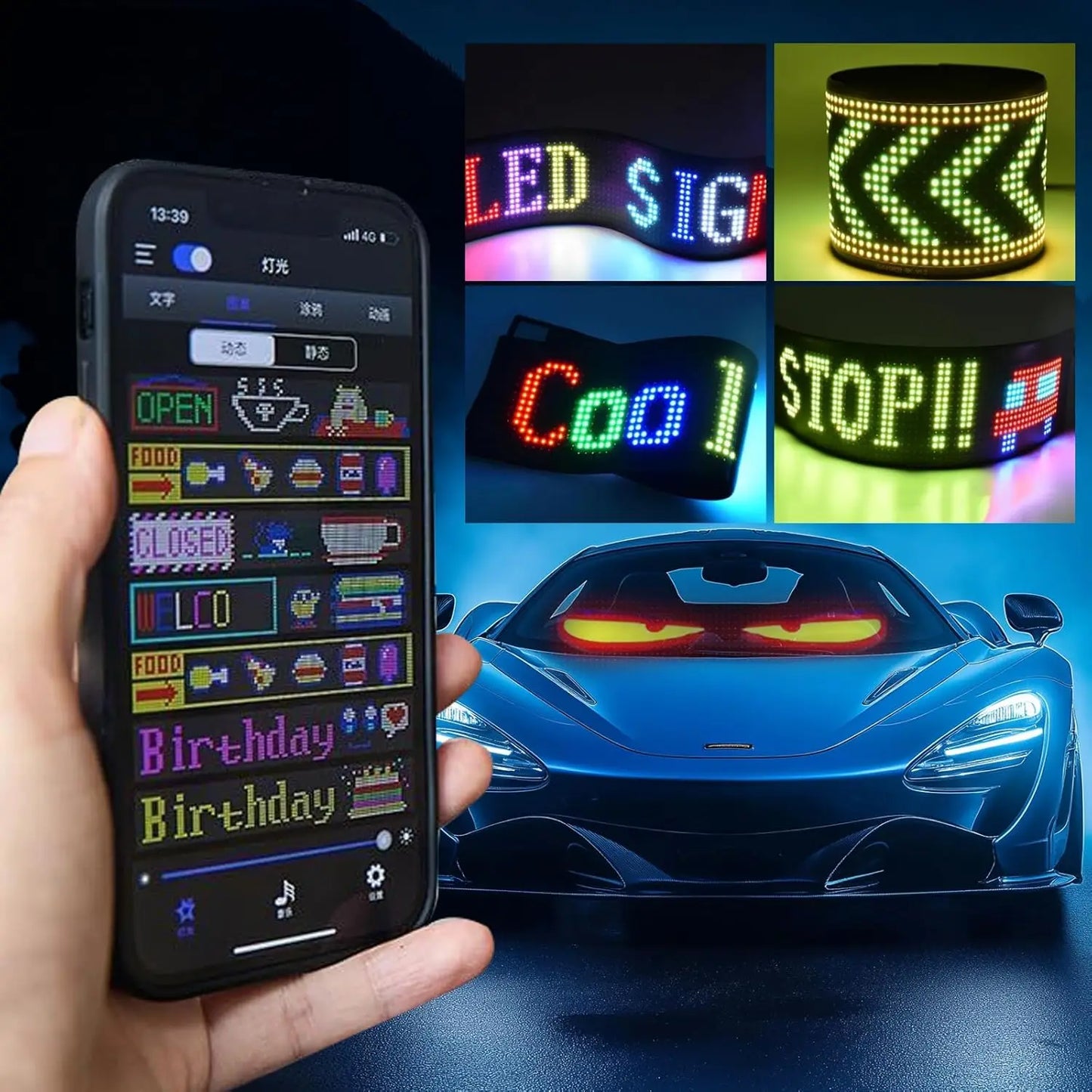 Huge Bright Devil Eyes LED Scrolling Car Displays