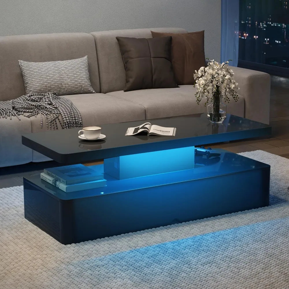 Modern 40 Inch Coffee Table with 16 Colors LED Lights