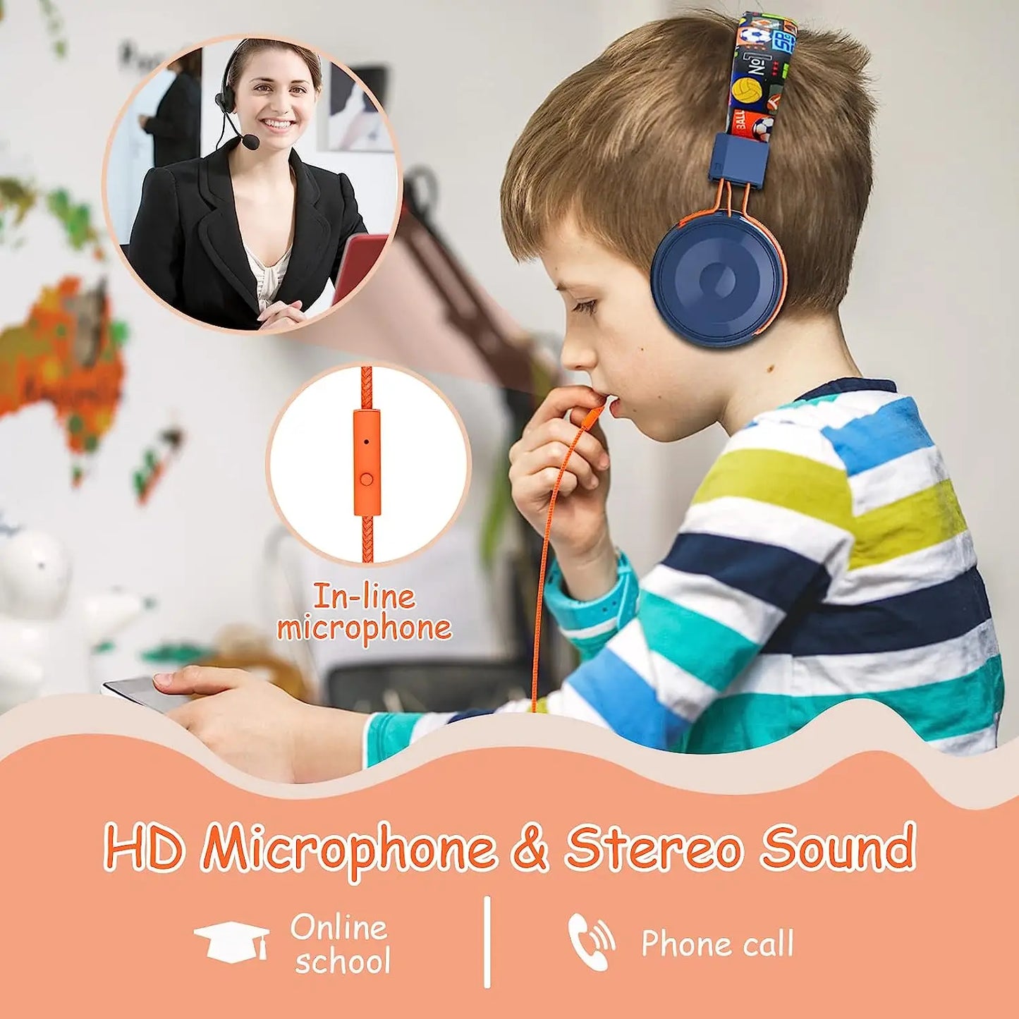 Cartoon Stereo Wired Headset with Mic