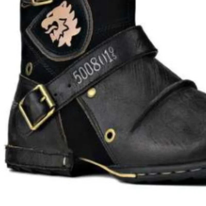 Round Toe European Retro Men's Leather Boots