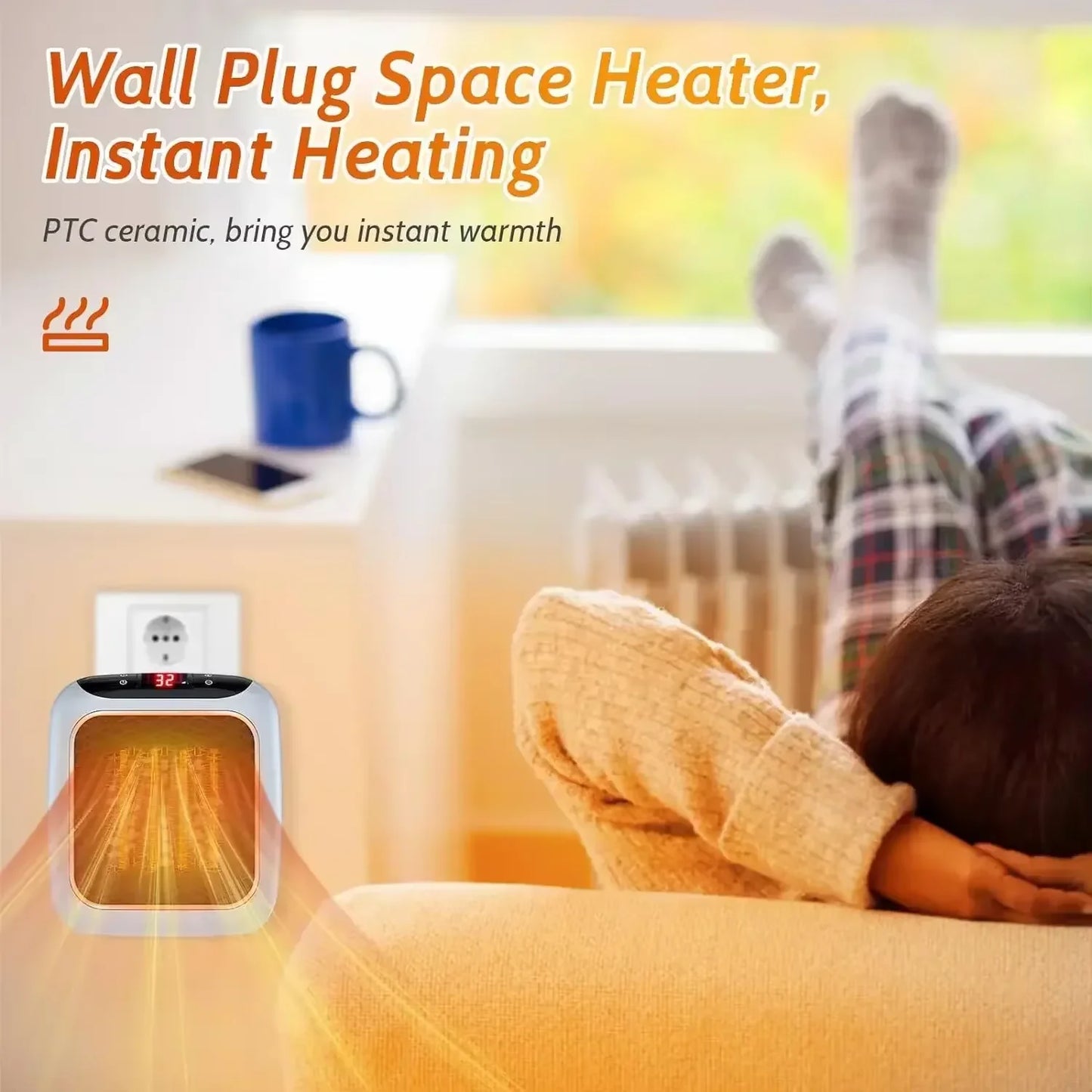 1200W Portable Remote Control Electric Heater Low Consumption