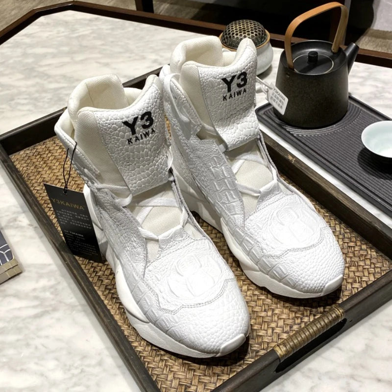 Men High-top Casual Sports Shoes Genuine Leather Thick Sole Ankle Boots