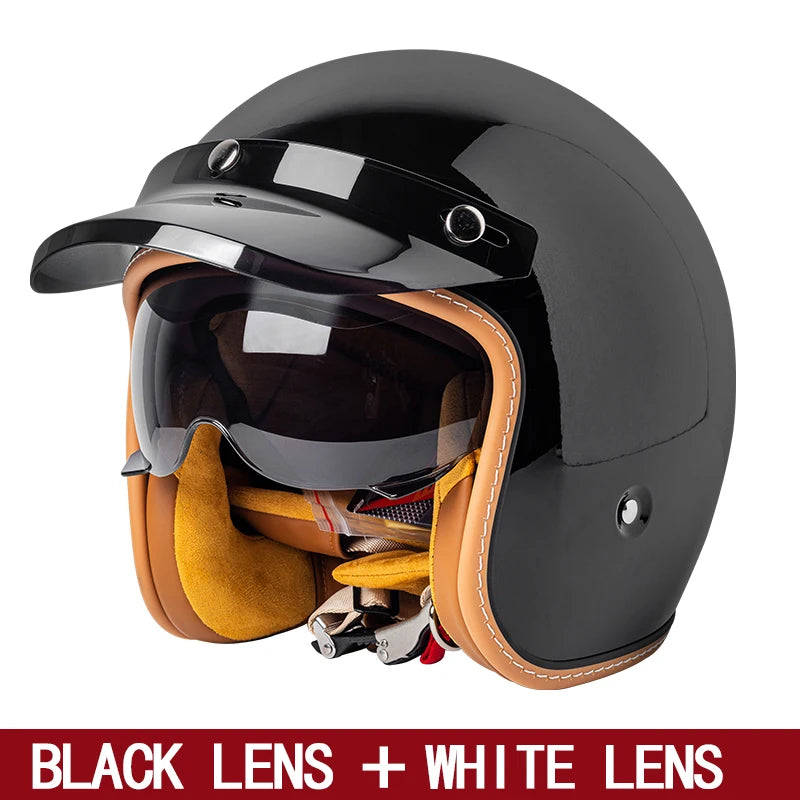 Motorcycle Helmet with lens 3/4 Half Helmet