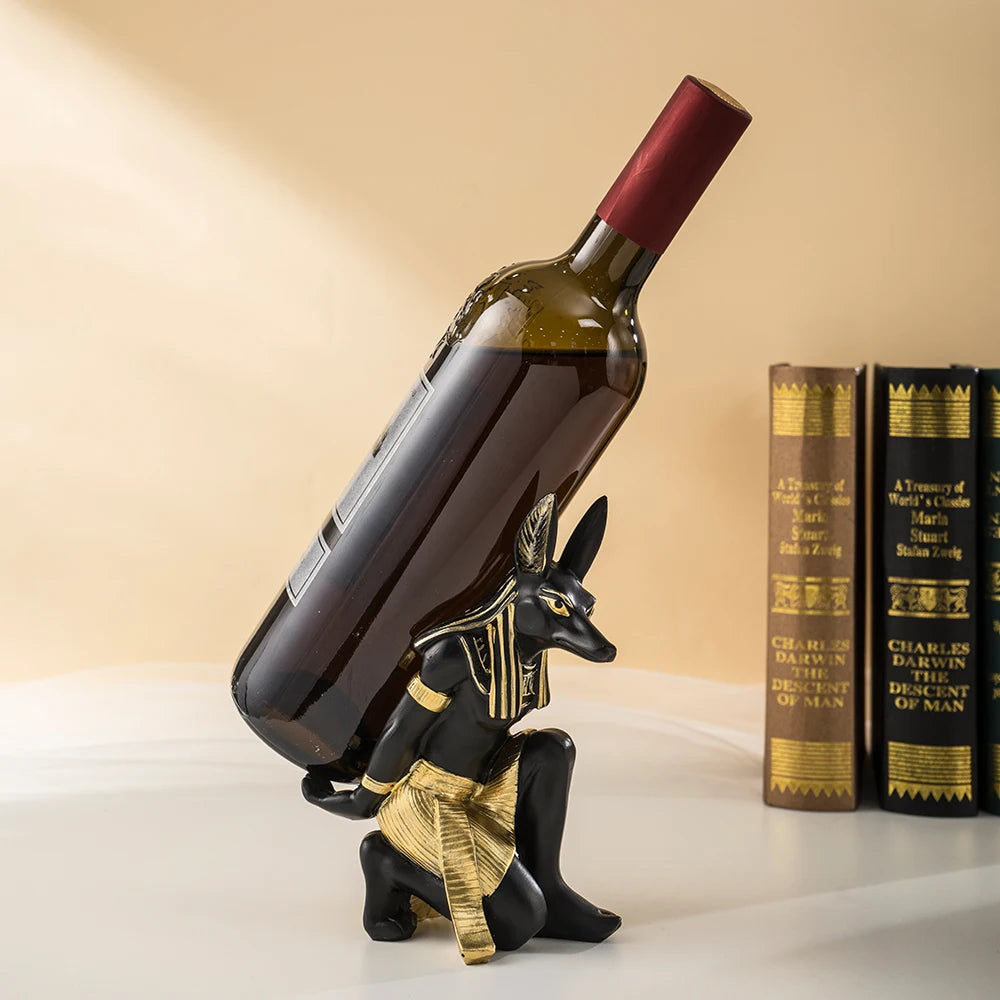 NORTHEUINS Resin Egyptian Cat God Wine Rack
