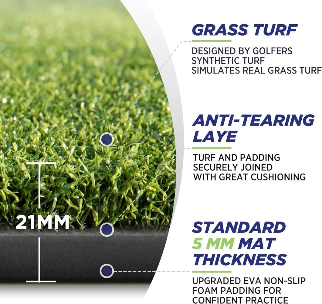 5x4ft Artificial Turf Hitting Mats Practice with 10 Golf Balls, 9 Golf Tees