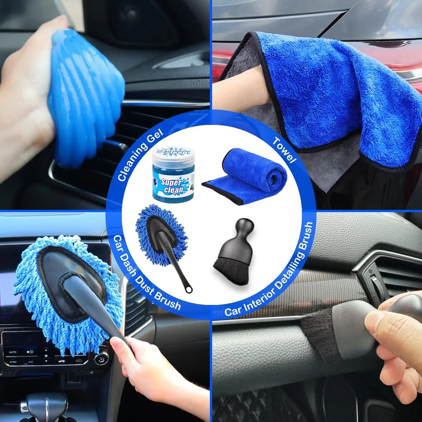 17pcs Car Interior Detailing Kit with Vacuum, Brushes & Cleaning Tools