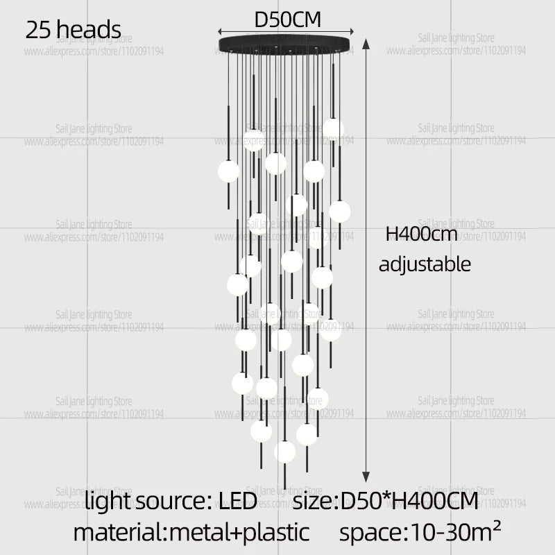 Modern LED Hanging Staircase Chandelier