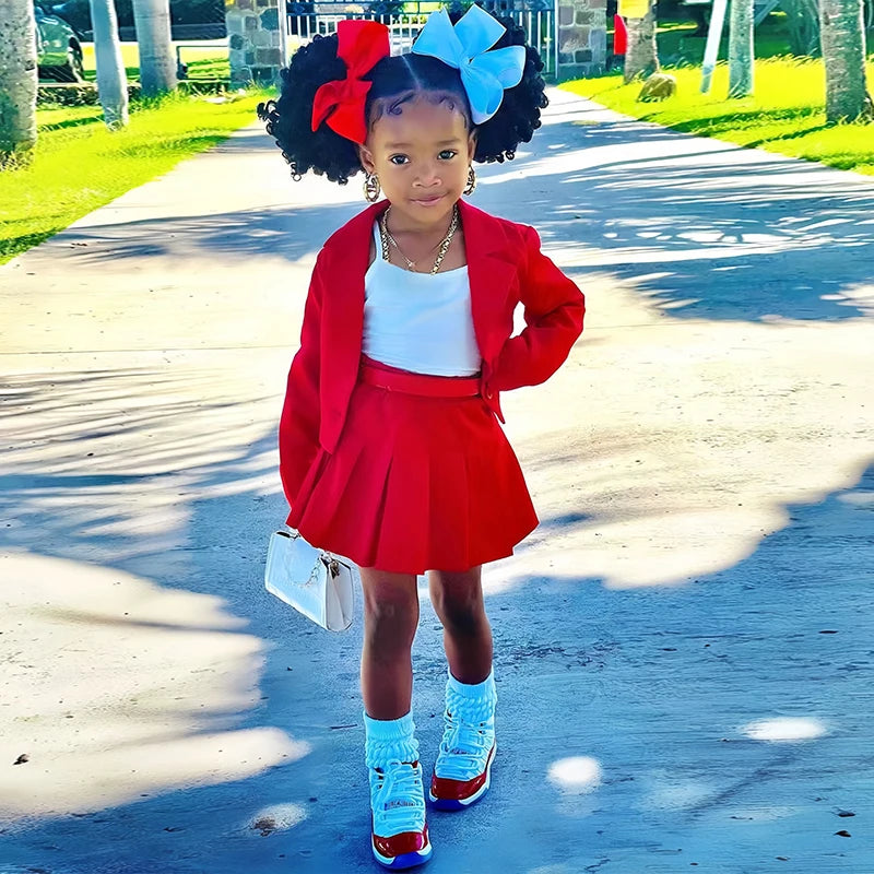 Long Sleeve Jacket & Miniskirt Suit For Girls 2 to 8 Years