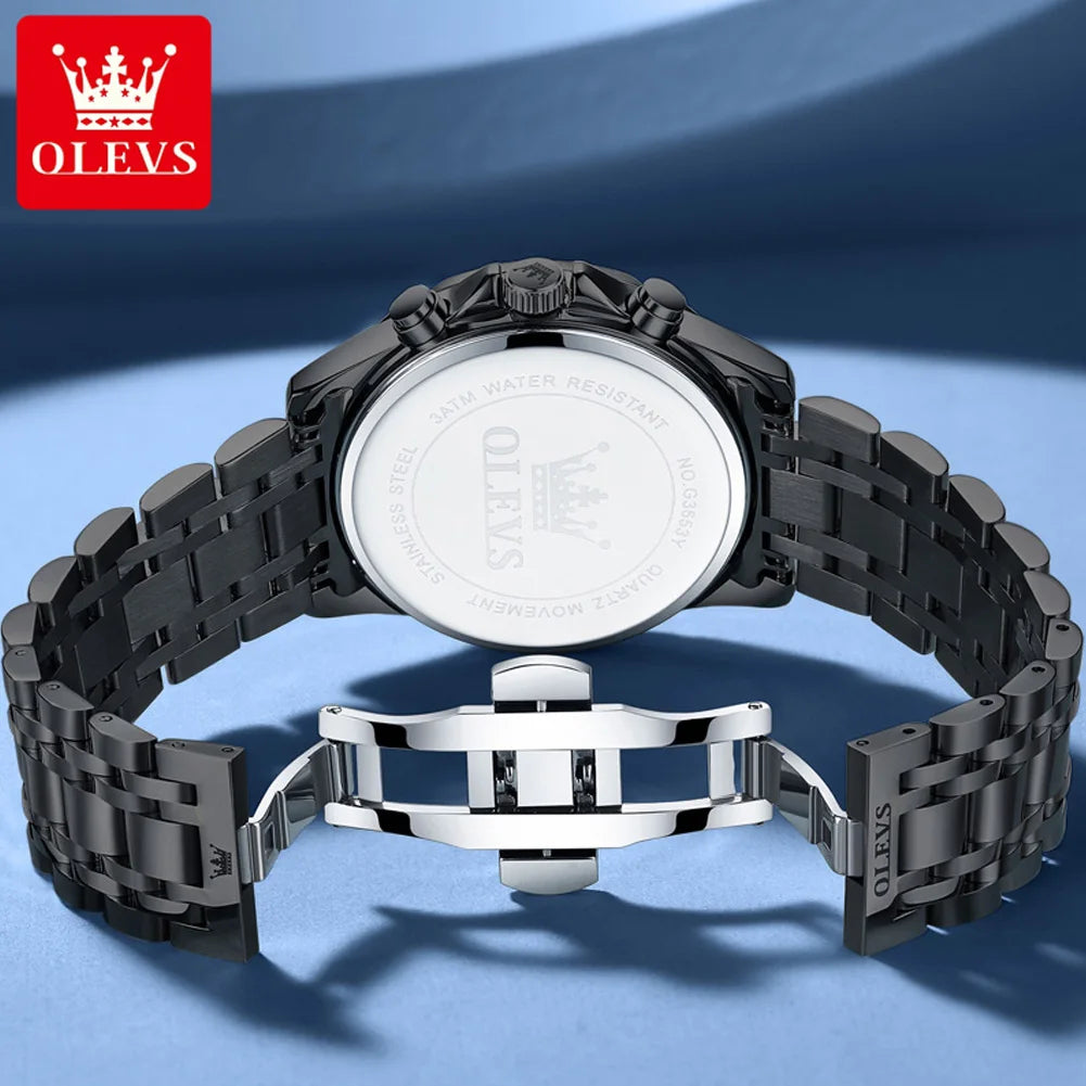Moon Phase Chronograph Waterproof Quartz Watch