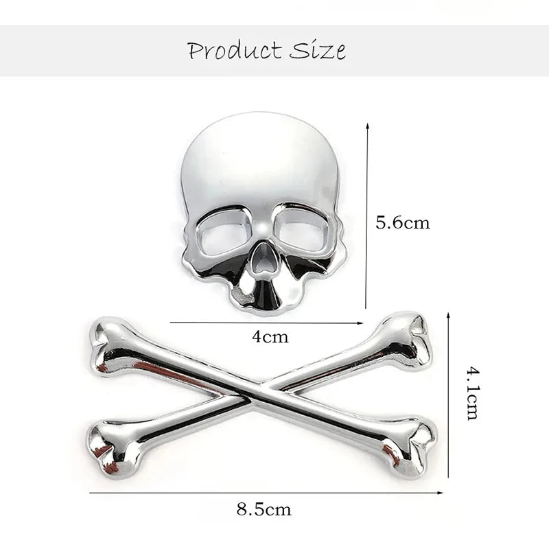 3D Metal Skull Skeleton Crossbones Car Motorcycle Sticker