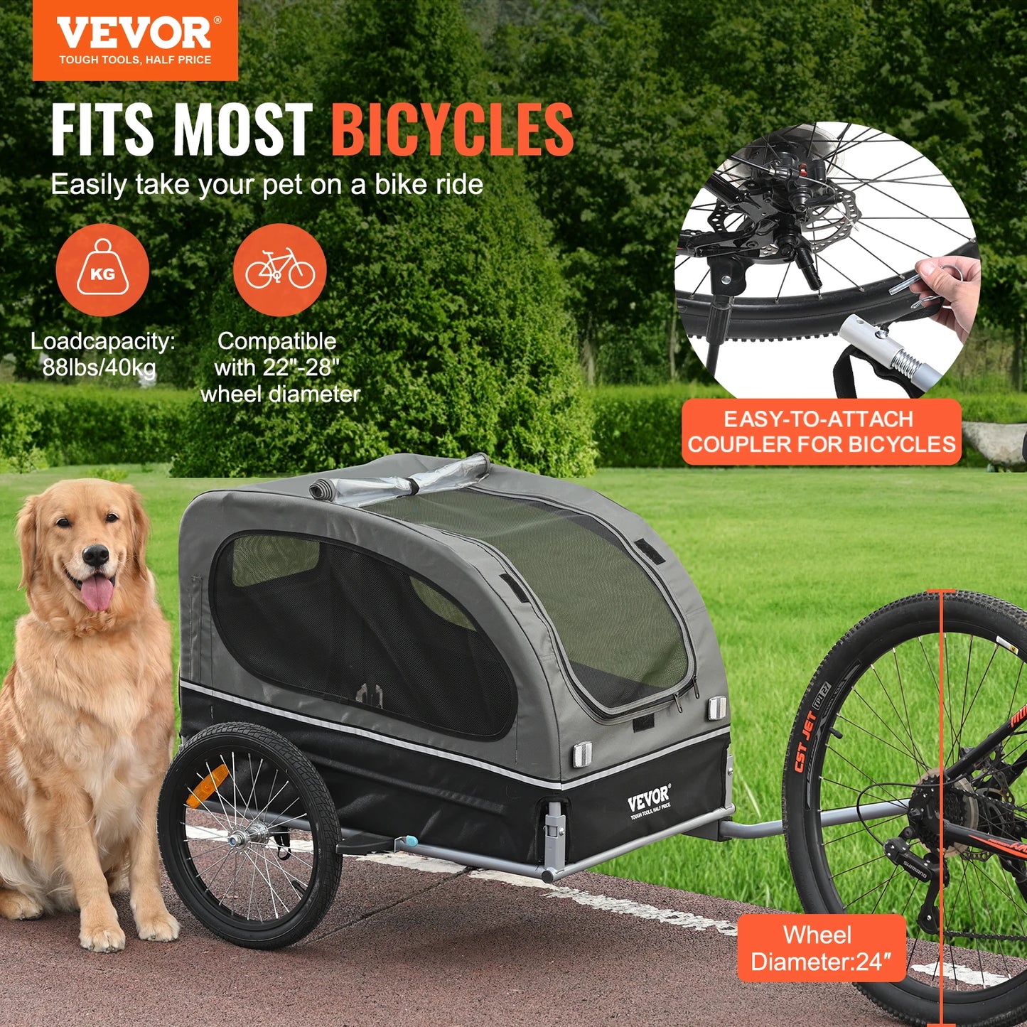 Dog Trailer Pet Cart Bicycle Carrier