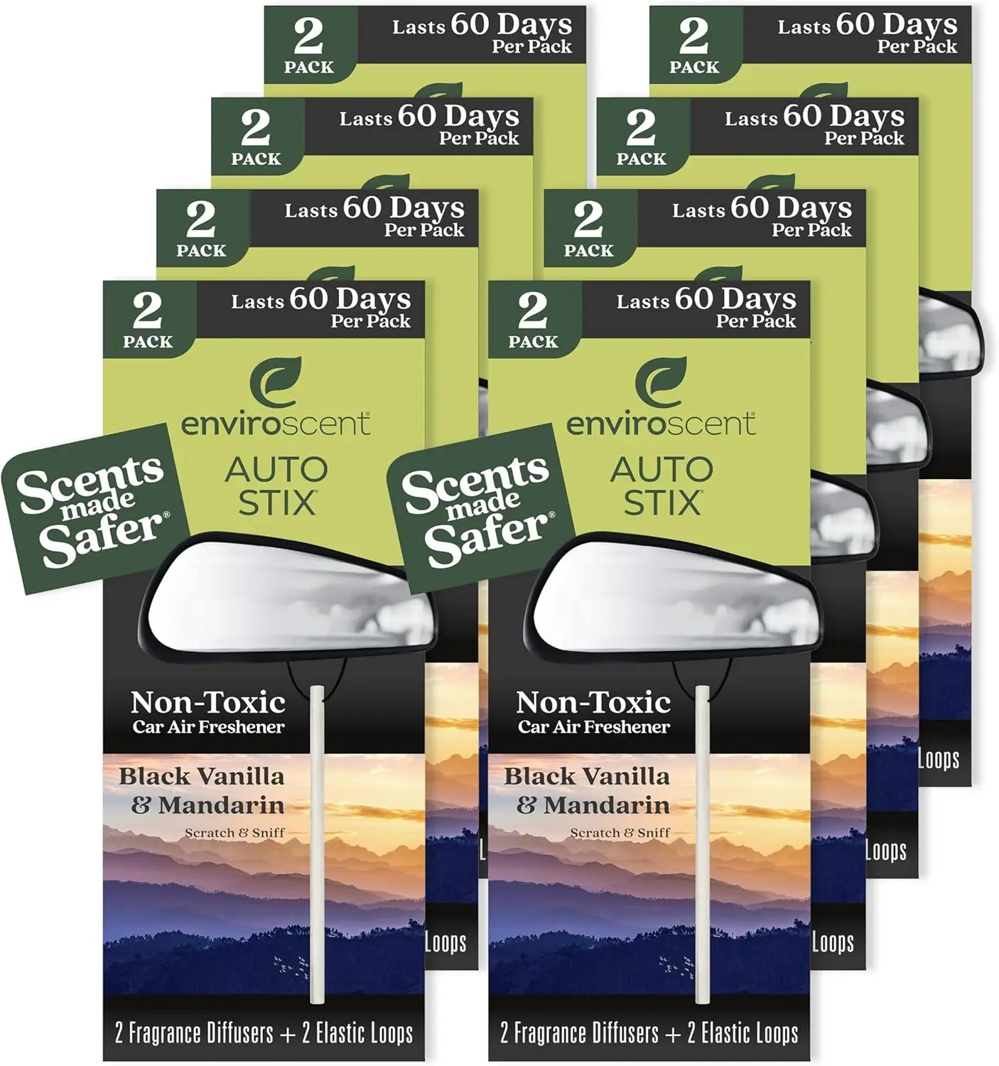 Natural Car Air Freshener with Essential Oils Lasts 480 Days 8 Pack
