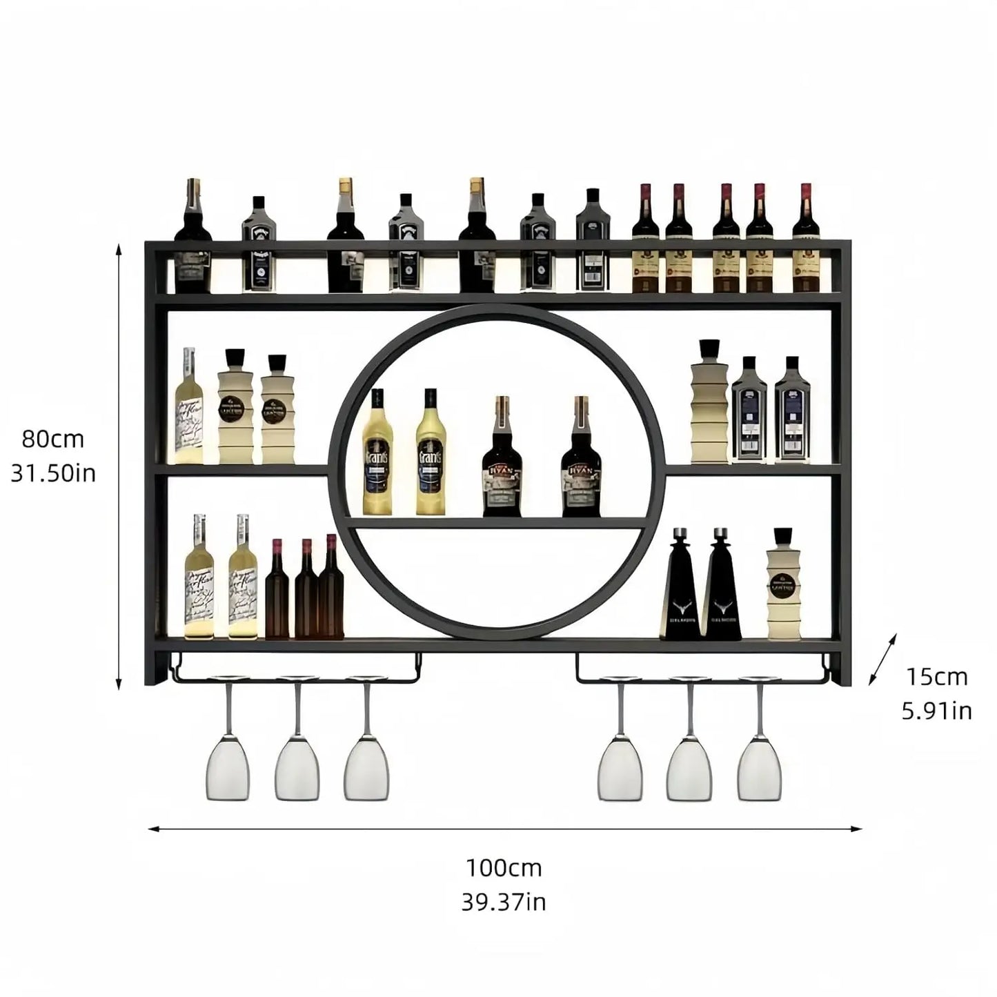 39 Inch Metal Wall Mounted Wine Rack
