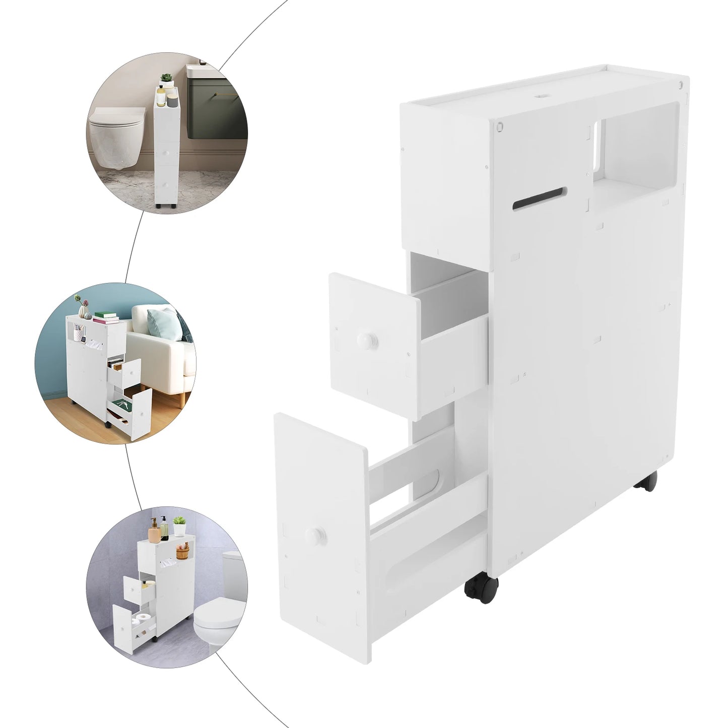 Narrow Storage Cabinet with Drawers Floor Standing 52*16.2*75cm