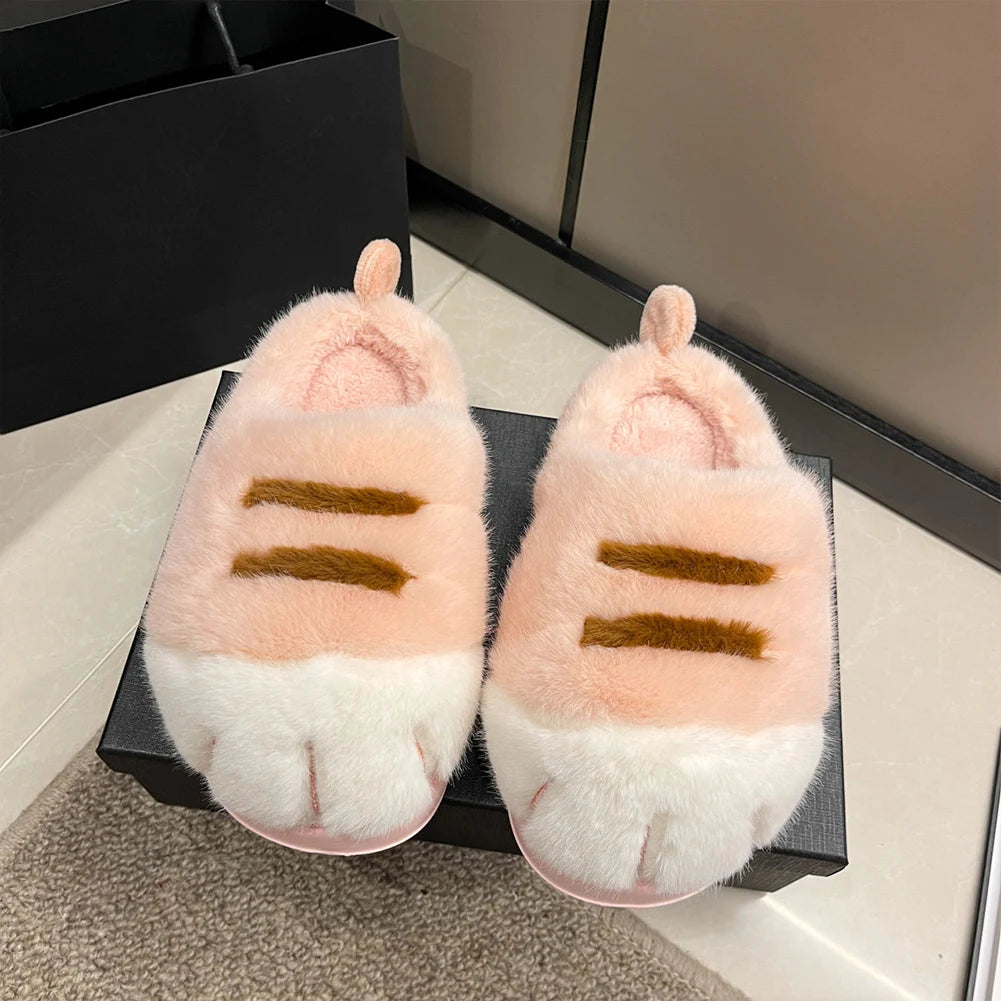 Cat Paw Plush Slip-on House Shoes