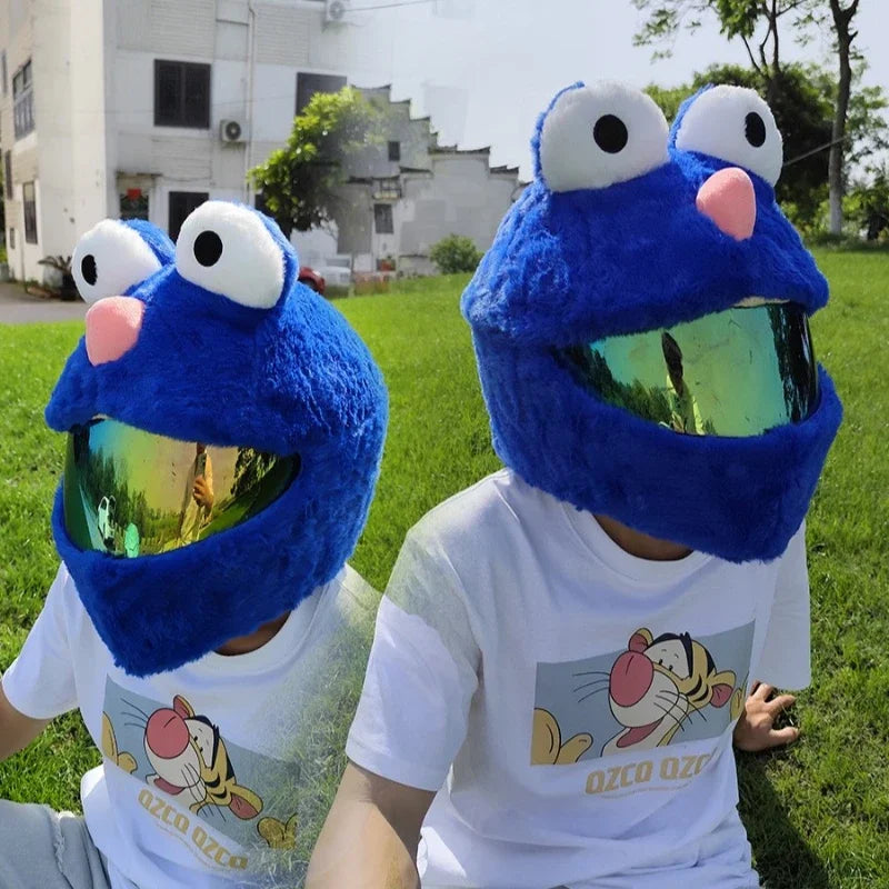 Cartoon Motorcycle Helmet Cover Fluffy Plush