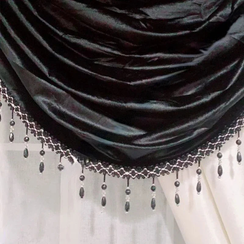 New Luxury Curtains Black White Valance