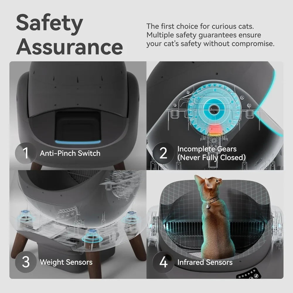 Self Cleaning Litter Box Open WiFi Safe Anti-Pinch Automatic