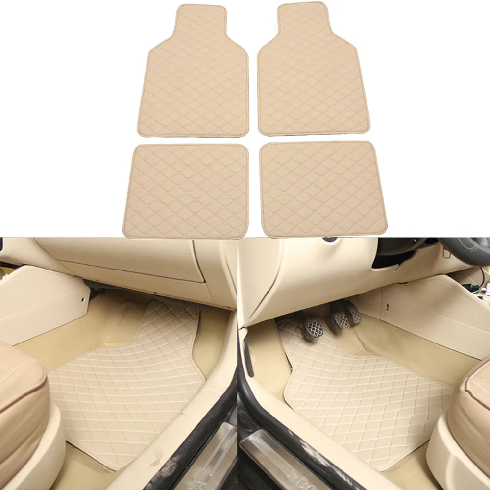 4pcs Universal Leather Car Floor Mat