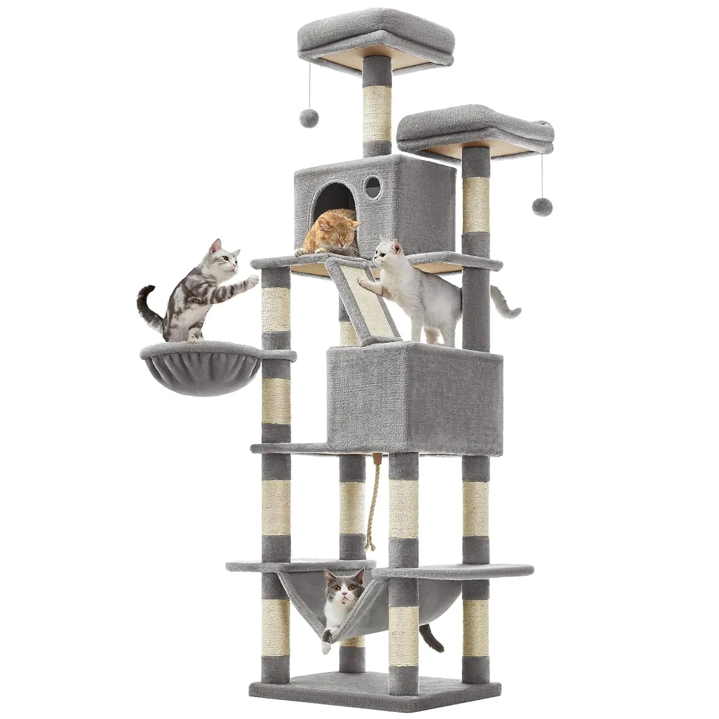 81.1-Inch Large Cat Multi-Level Plush Condo