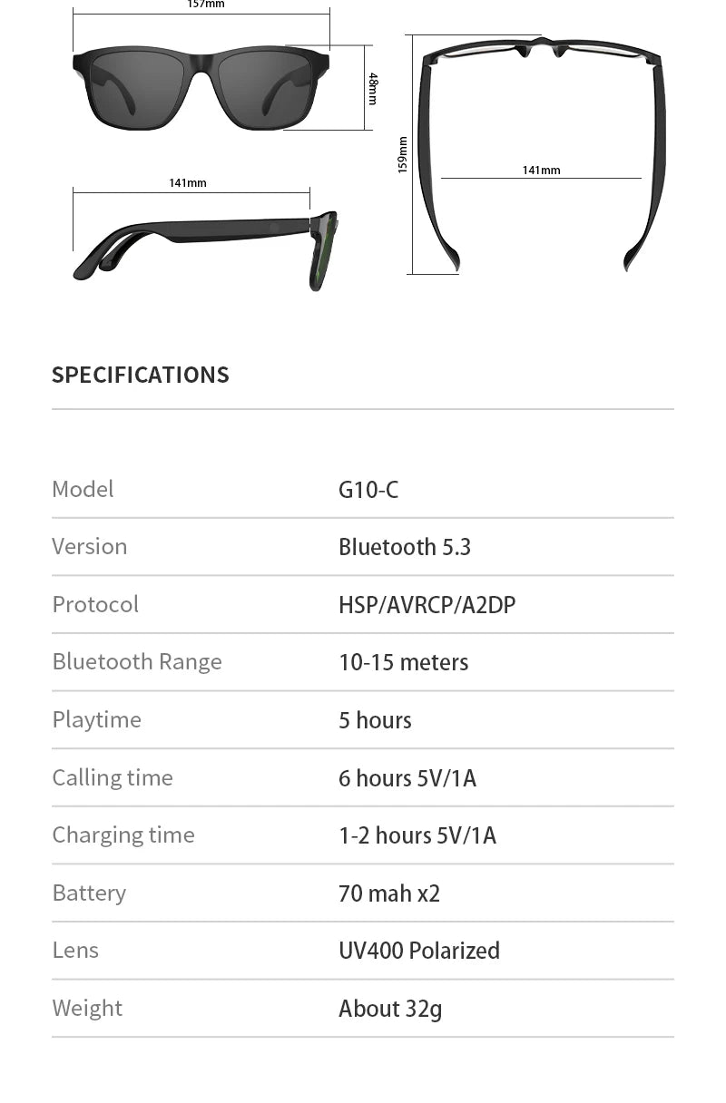 Smart Glasses Bluetooth Hands-Free Talking Music with Speaker