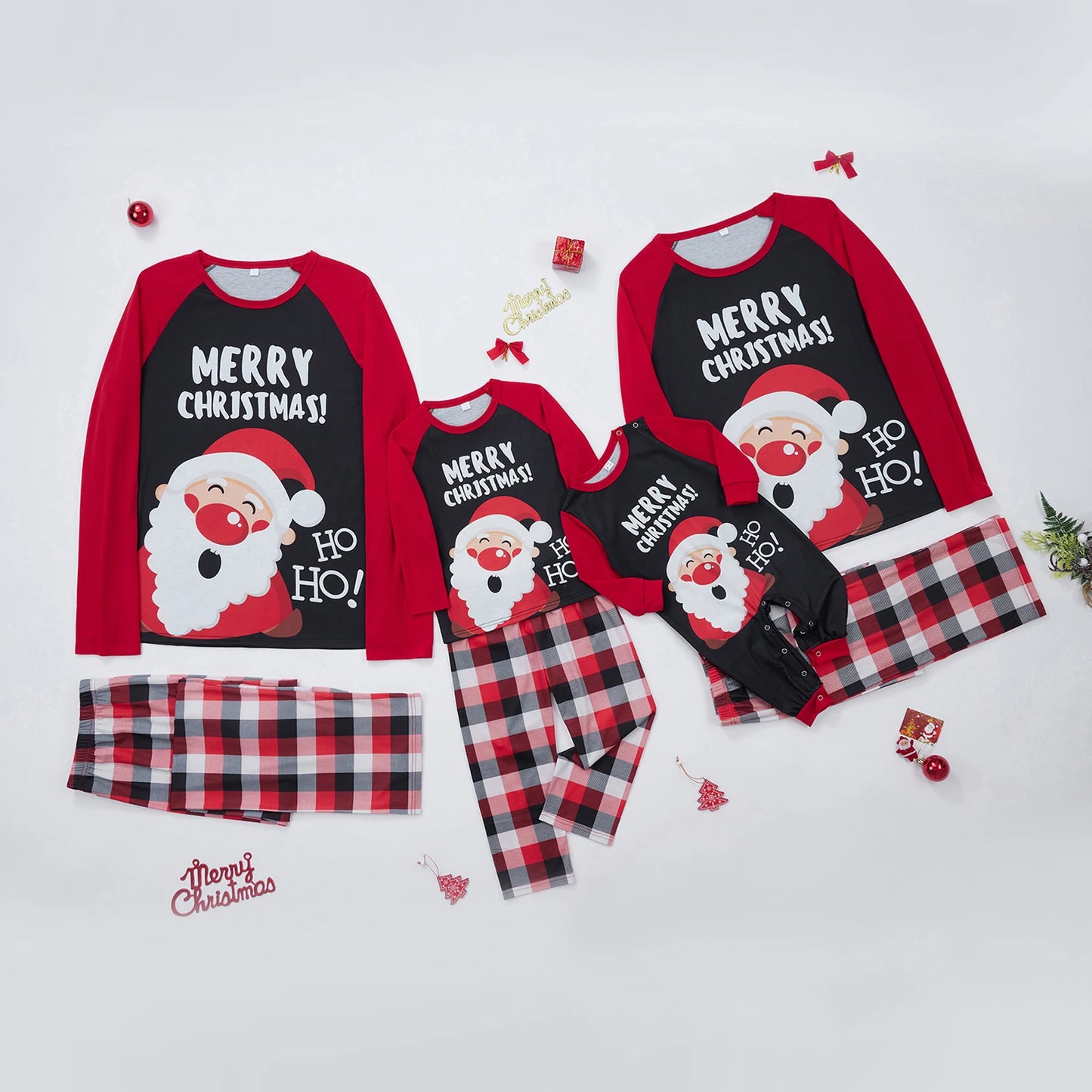 Christmas Family Matching Pajamas Adult Kids Plaid Pants Sleepwear