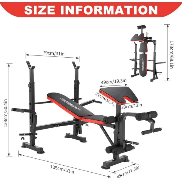 600lbs 6 in 1 Weight Bench Set with Squat Rack