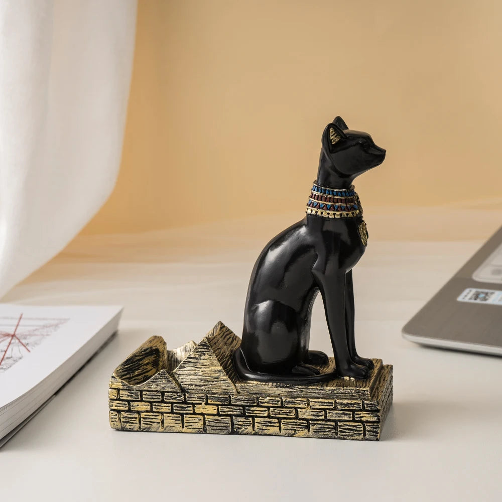 NORTHEUINS Resin Egyptian Cat God Wine Rack