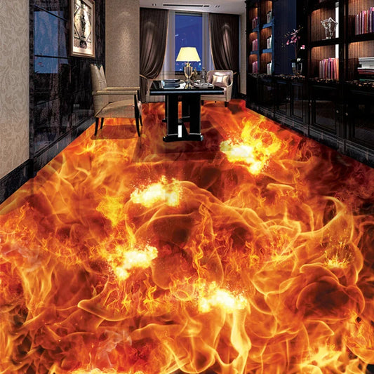 3D Stereoscopic Flame Bathroom Floor Mural