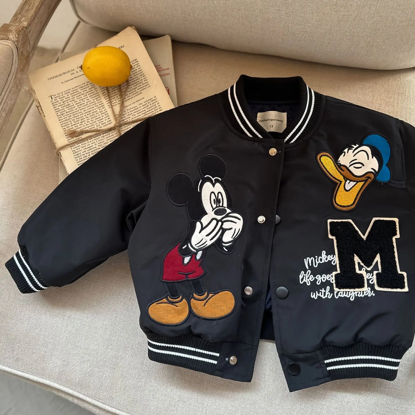 Children Baseball Jackets Mickey Mouse Donald Duck Embroidery