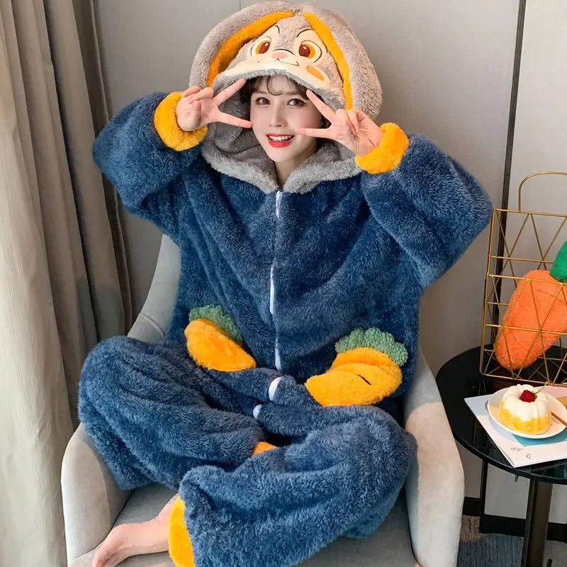 Cartoon Rabbit Casual Loungewear Long Sleeve