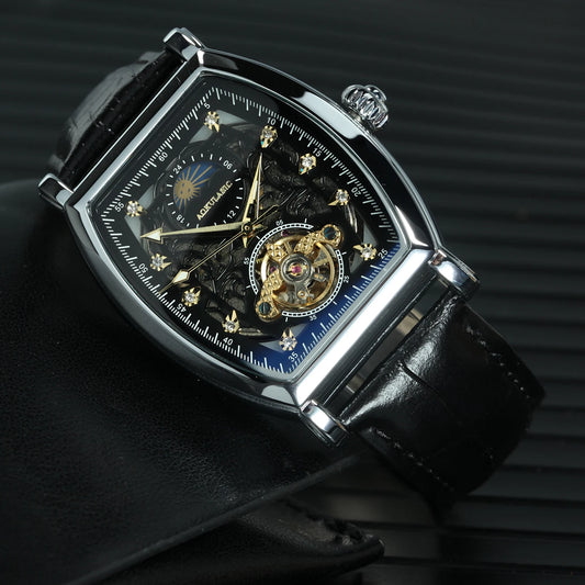 Moon Phase Casual Leather Strap Watch