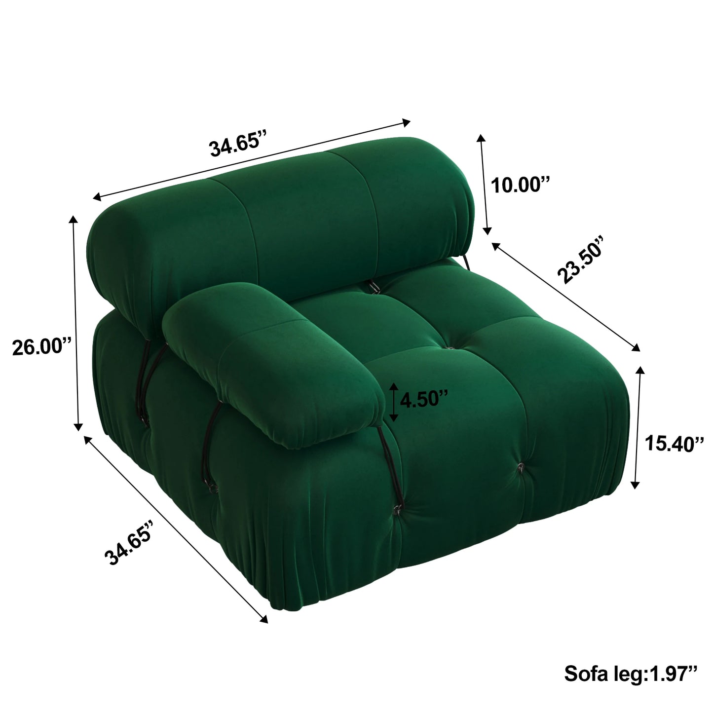 104" Modular Sectional Sofas Luxury Modern Velvet 4-Seat