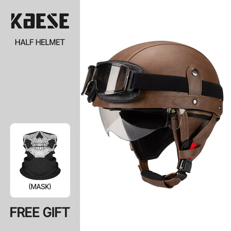 Vintage Half Face Motorcycle Helmet Unisex